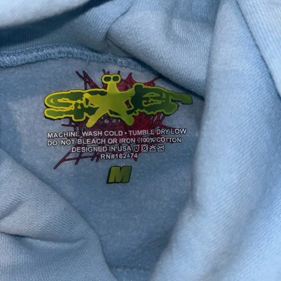 Sp5der Sky Blue Hoodie - Picture 4 of 4